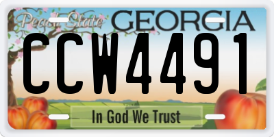 GA license plate CCW4491