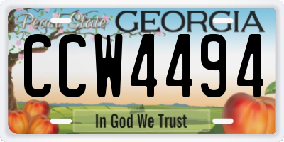 GA license plate CCW4494