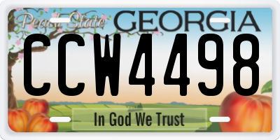 GA license plate CCW4498