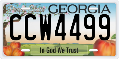 GA license plate CCW4499