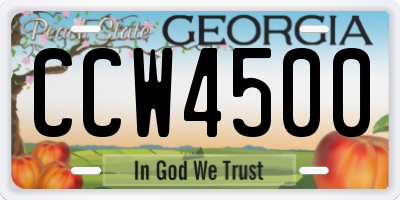 GA license plate CCW4500