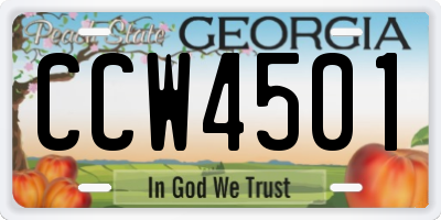 GA license plate CCW4501