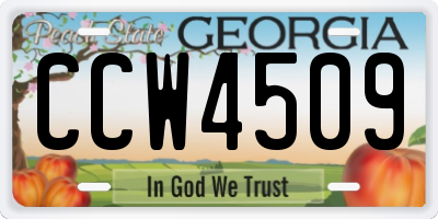 GA license plate CCW4509