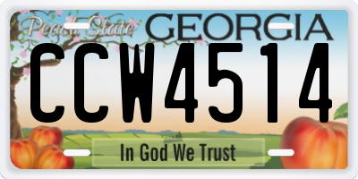 GA license plate CCW4514