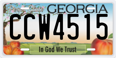 GA license plate CCW4515