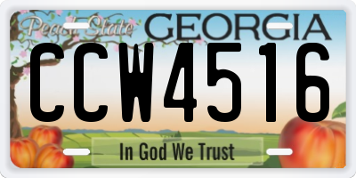 GA license plate CCW4516