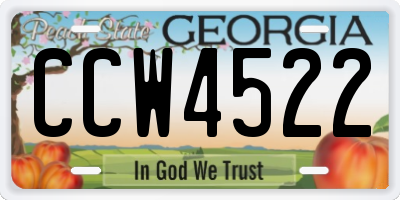 GA license plate CCW4522