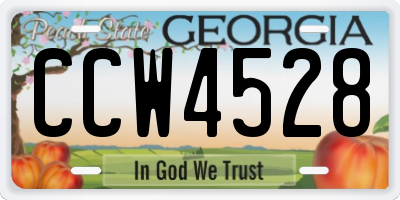GA license plate CCW4528