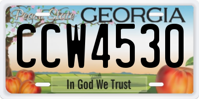 GA license plate CCW4530