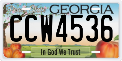 GA license plate CCW4536