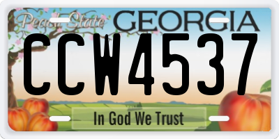 GA license plate CCW4537