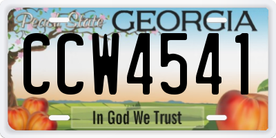 GA license plate CCW4541