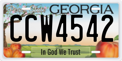 GA license plate CCW4542