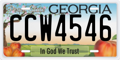 GA license plate CCW4546