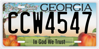 GA license plate CCW4547