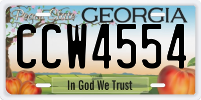 GA license plate CCW4554