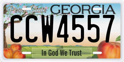 GA license plate CCW4557