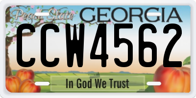 GA license plate CCW4562