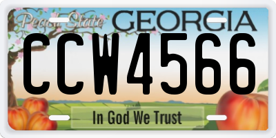 GA license plate CCW4566