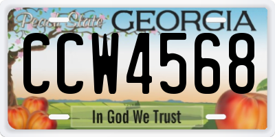 GA license plate CCW4568