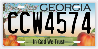 GA license plate CCW4574