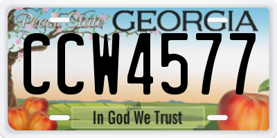 GA license plate CCW4577