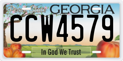 GA license plate CCW4579
