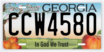GA license plate CCW4580