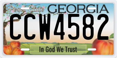 GA license plate CCW4582
