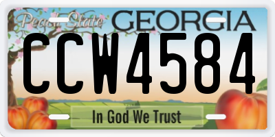 GA license plate CCW4584