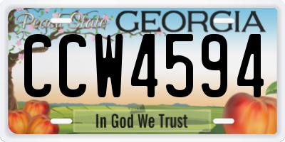 GA license plate CCW4594