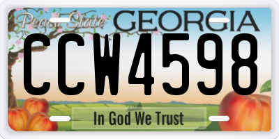 GA license plate CCW4598
