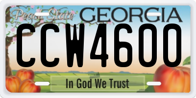 GA license plate CCW4600