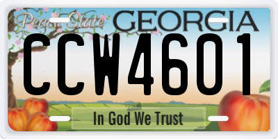 GA license plate CCW4601