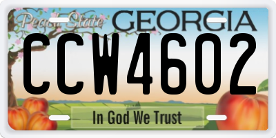 GA license plate CCW4602