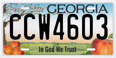 GA license plate CCW4603