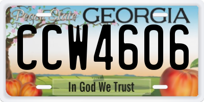 GA license plate CCW4606