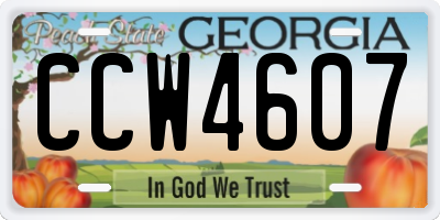 GA license plate CCW4607