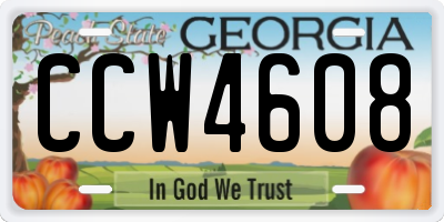 GA license plate CCW4608