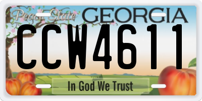 GA license plate CCW4611