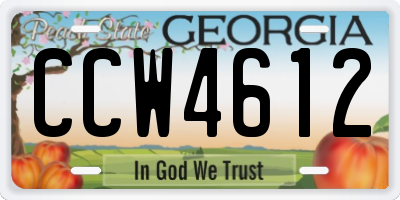 GA license plate CCW4612