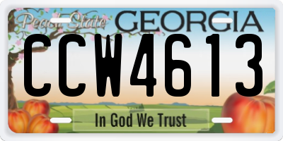 GA license plate CCW4613