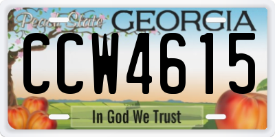 GA license plate CCW4615