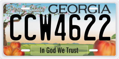 GA license plate CCW4622