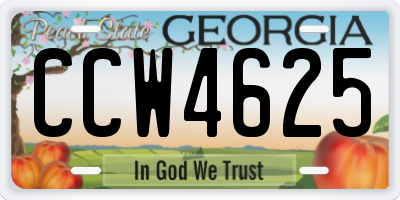 GA license plate CCW4625