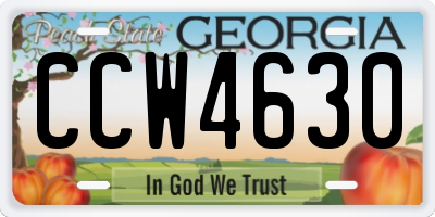 GA license plate CCW4630
