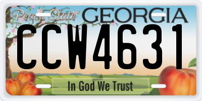 GA license plate CCW4631