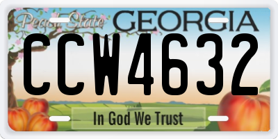 GA license plate CCW4632