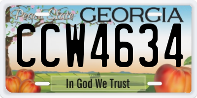 GA license plate CCW4634