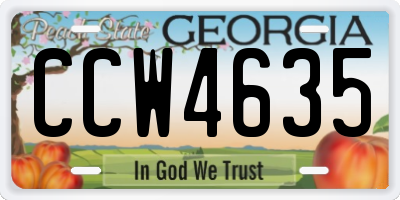GA license plate CCW4635